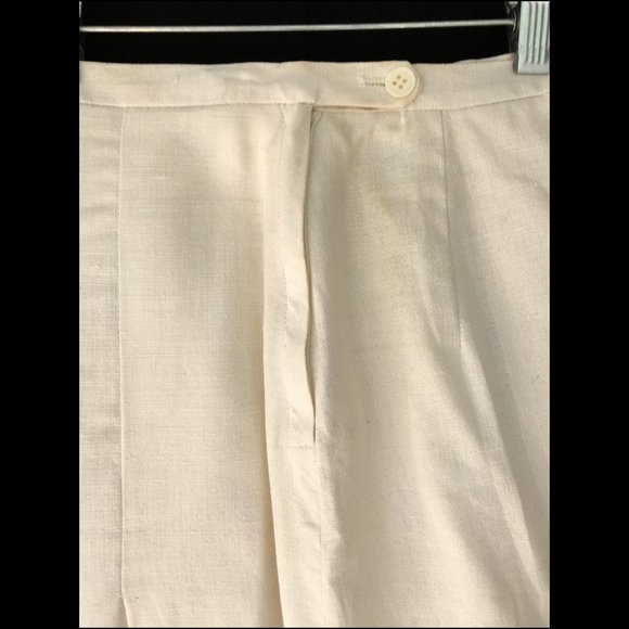 Vintage Ivory Linen Pleated Midi Skirt - Picture 4 of 6